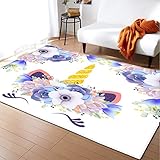 BEPHON Anti-Rutsch-Teppich, 3D-Cartoon-Anime-Teppich Waschbarer Moderner Minimalistischer Couchtischdecke Komplettes Schlafzimmerpolster Nachttischmatte 120X160Cm A9776