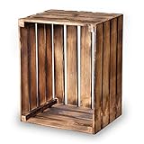 PINEEA Geflammt Holzkiste Vintage 50x40x30 - Weinkisten Holz Vintage - Obstkiste Holz - Weinkiste Holzbox - Deko Holzkisten - Holzkiste Groß - Obstkisten Geflammt - Kiste Holz