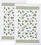 Erwin Müller Geschirrtuch Frottier, Küchentuch, Trockentuch im 2er-Pack mit Druckmotiv Kleeblatt und Blüten Kleeblatt Größe 47x70 cm - strapazierfähig, saugstark, bügelfrei, 100% Baumwolle