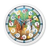 K&L Wall Art Lautlose Kinder Wanduhr für Mädchen und Jungen langlebige Lernuhr Pferde Martinshof Bibi&Tina Kinderuhr Lesehilfe im Kinderzimmer (30cm Bibi & Tina)