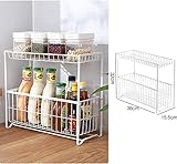 Unter der Spüle Aufbewahrung mit 2 Ebenen, ausziehbare Schublade, Aufbewahrungs-Organizer, Iron Arts, verschiebbare Schublade unter der Spüle, Gewürzregal, Korb für Küche, Badezimmer, weiß, 38*15