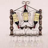 NOALED Weinpräsentationsregal, Weinschrank zum Aufhängen an der Wand, kreatives Weinregal aus Eisen, Weinregal für 3 Flaschen Weinregal, Bar-Weinregal, Braun (B