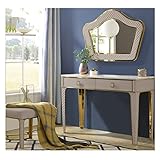 Kommode, moderner Schminktisch, Schminktisch, Stuhl, Make-up-Schminkhocker, gepolsterter Stuhl mit Beinen aus Gummibaumholz, im Wohnzimmer, Schlafzimmer, Empfang usw., 119,9 x 45,7 x 80 cm (Farbe: We