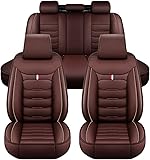 Auto Sitzbezüge für Toyota Highlander 3.Generation 2013-2020, 5 Seats PU Leder Vollständige Abdeckung wasserdichte Gemütlich Sitze Vorne und Hinten Autositzbezüge,Standard_Set-E_Coffee