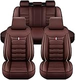 Auto Sitzbezüge für Toyota Highlander 3.Generation 2013-2020, 5 Seats PU Leder Vollständige Abdeckung wasserdichte Gemütlich Sitze Vorne und Hinten Autositzbezüge,Standard_Set-E_Coffee