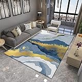 DJHWWD Bedroom Decor küchen teppiche waschbar Blauer rechteckiger Teppich für Schlafzimmer, niedriger Flor, Arbeitszimmer, Bodenmatte, rutschfest Rug 200X250CM