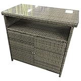 Polyrattan Sideboard 90x50x84cm Toledo Gartenschrank Gartenregal mit Glasplatte