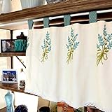 TONZN Halbe Küchenvorhänge, Baumwoll-Leinen-Stickerei-Café-Vorhang, handgefertigter Kleiner Vorhang, staubdicht/Dekoration/Trennvorhang (AW: 90 x H: 90 cm)