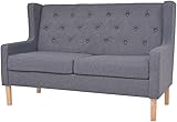 KOIECETA Sofa 2-Sitzer Stoff Skandinavisch Polstersofa Loungesofa Couch 2 Sitzer Grau Sitzmöbel