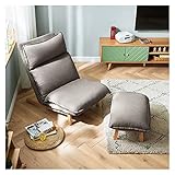 KIZQYN Einzelsofa Lazy Sofa Balkon-Lounge-Sessel Einzelschlafzimmer Kleines Sofa Einfacher moderner Lounge-Sessel mit Tret-Holz-Baumwoll-Sofa-Stuhl Schlafsessel Sofabett (Color : Gris)