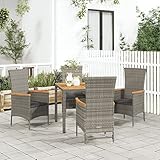 Yolola Rattan Essgruppe 4 Personen Rattan Gartenmöbel Set mit Kissen Type-3 Sitzgarnitur Garten Essgruppe Grau Outdoor-Essgruppe Gartengruppe Gartengarnitur Balkongruppe Terassenmöbel Garten