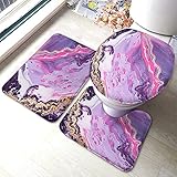 Set 3 Teilig Badvorleger Marmor Textur Neon Pink Bubbles Und Purple Waves Liquid Gold Metal Inclusion U-Förmigen Contour Matte Badgarnitur Badematten, Für Wc-Sitz Bezug, Wohnzimmer