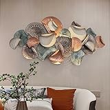Wanddeko Metall Bauernhof Wanddekoration Metall 3D Lotus blatt Wandschmuck Dekorationen für Haus Wohnzimmer Esszimmer Schlafzimmer Küche Korridor