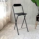 Barhocker Klappbar Sitzhöhe 60/70cm, Klapphocker Klappstuhl Küche Mit Lehne, Platz Sparen Tresenhocker Stahl, Anti-Rutsch, Für Bar Café Tragfähigkeit 120Kg ( Color : Black , Size : Sitting height 60cm
