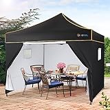 Pavillon 3x3 Wasserdicht Stabil Winterfest Faltpavillon Gartenpavillon Pop Up Pavillon mit 4 Seitenwänden für Freien, Garten, Party (Schwarz)