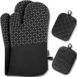 MILcea Ofenhandschuhe Topflappen Topfhandschuhe 4er Set, Backhandschuhe Kochhandschuhe Oven Mitts Hitzebeständig