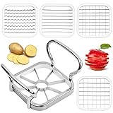 Apfelschneider, Apple Cutter, 5 in 1 Obstschneider Edelstahl, Pommes Kartoffelschneider, Gemüse Schneider, Frites Werkzeug, Apfelentkerner Apfelteiler Apfelspalter für Obst Zwiebel Karotte
