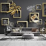 LYSYMO Benutzerdefinierte Fototapete Luxus Kunst Wandmalerei 3D Stereo Goldene Geometrische Blätter Sofa TV Hintergrund Wand Wohnkultur Tapete 150x105cm