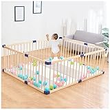 DLLY Baby Laufstall, Baby Laufgitter Aus Naturholz 120x180cm 160x200cm, Faltbarer Laufstall Baby Laufgitter, Kleinkind Krabbelgitter Laufstall, Großer Babyzaun, Kinder Spielhof,160x200cm