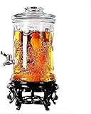 MAYNUO Bierturm-Getränkespender, Bierspender aus Glas, 5 l/6 l, Kaltgetränkespender mit auslaufsicherem Zapfhahn und Glasdeckel, transparenter Getränkespender aus Glas for Wasser, Saft, Bier, Wein, Li