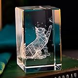 ERWEI 3D Kristall Geschenke Katze Figur Laser Graviert Katze und Schmetterling Modell Glas Andenken Geschenke für Katzenliebhaber Katze Ornamente Katze Geschenke für Frauen
