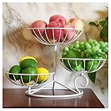 IRYZE Obst Etagere Obstschale Obstkorb 3-Tier-Obstschale, Metalldraht-Obstkorb stehende Körbe for Obst, Gemüse, Brot, Snacks Obstkörbe Obstschalen (Color : White)