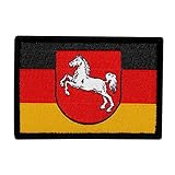 Café Viereck ® Bundesland Patch Niedersachsen Flagge Gewebt mit Klett - 6,5 x 4,5 cm