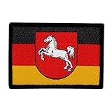 Café Viereck ® Bundesland Patch Niedersachsen Flagge Gewebt mit Klett - 6,5 x 4,5 cm