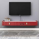 An der Wand montiertes TV-Gerät, schwebendes TV-Ständer-Komponentenregal, wandmontierte TV-Schrankkonsole, hölzernes Videoregal, für Schlafzimmer/Wohnzimmer/120 cm, Rot/Rot