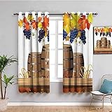 SPADEACES Verdunklungsvorhänge Mit Ösen 3D Weißweinfass Druck Vorhang Blickdicht Fensterdekoration Schlafzimmer Wohnzimmer Kinderzimmer, Schallschutz Thermogardine, Ösenschal 2Er Set 300X280Cm
