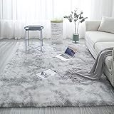 Wisada Langflor Teppich, Anti-Rutsch Flauschig Wohnzimmerteppich, Weicher Shaggy Schlafzimmer Teppiche Hochflor Grau Batik-Teppich für Home Decor Grösse: 160x230cm