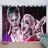 UNAGRI Verdunkelungsvorhang-Set Für Schlafzimmer 3D-Druck Harley-Quinn Vorhänge Für Kinderzimmer Schiebegardine Blickdicht 2Er Set Für Wohnzimmer (15,280×245BxH (140×245cm×2))