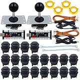 SJ@JX Arcade Game DIY Kit Arcade Matt Black Button Twins USB Encoder Zero Delay 4 & 8 Way Arcade Fighting Joystick Controller für PC MAME Respberry Pi Retropie