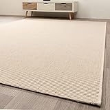 In- und Outdoor Teppich Halland Sisal Optik Beige Webteppich, GUT Siegel Zertifiziert, Größe: 200x200 cm