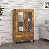 ZEYUAN Highboard, Kommode, Sideboard, Komodenschrank, Schuhkommode, Küchenanrichte, Kleiderkommode, Esszimmerschrank, Flurkommode, Räuchereiche 70x31x115 cm Holzwerkstoff