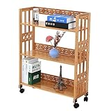 Bücherregal mit 3 Etagen, um 360 ° drehbar, einfaches Bambus-Bücherregal für Zuhause, Aufbewahrung, Bücherregal, Organizer