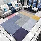 RUGMRZ Büroteppich 90 x 150 cm Rosa Blauer rechteckiger geometrischer Muster moderner Freizeit Teppich Kuschelige Teppiche