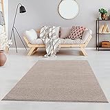 Fashion4Home Teppich Wohnzimmer – Einfarbig Teppich, Uni Teppich fürs Kinderzimmer, Schlafzimmer, Arbeitszimmer, Büro, Flur und Küche - Kurzflor Teppich Beige, Größe: 80x150 cm