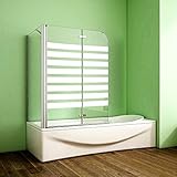 Duschabtrennung Badewannenaufsatz 70x120x140cm Eck Duschwand Badewanne 2-tlg.Faltwand Badewannenfaltwand mit Seitewand 6mm NANO Glas Links Gestreifte