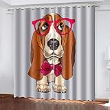 MAYNUO Verdunklungsvorhänge Kinderzimmer 3D Modischer Lustiger Hund Vorhang Kinderzimmer Blickdicht Gardinen Mädchen 140x160 cm Vorhänge Für Schlafzimmer Wohnzimmer, Verdunkelung Vorhänge Mit Ösen