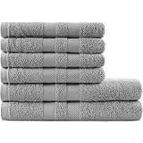 Homewell Handtücher Set - weich und saugstark, 100% Baumwolle, Oeko-Tex 100 Zertifiziert (2 Badetücher + 4 Handtücher, Grau)