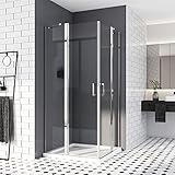 Duschkabine Eckeinstieg 80x90 cm,Dusche Falttür Duschwand Duschabtrennung NANO Glas ESG-Sicherheitsglas - Duschabtrennung Höhe 185cm