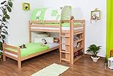 Kinderbett Etagenbett Moritz L Buche Vollholz massiv natur mit Regal, inkl. Rollrost - 90 x 200 cm, teilbar