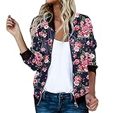 pvucpot Damen Damen dünne Jacke Mode Party Jacke Mantel Winddicht Bequeme Frühlingsjacke Kurz geschnittene Jacke dick Bedruckt Frauen Pocket Leichte jacken Lässig