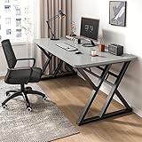 Computertisch, stabiler Schreibtisch mit X-förmigem Metallbein, Arbeitstisch, Arbeitsplatz, moderner einfacher PC-Tisch für Zuhause, Büro, Gaming (80 x 50 x 75 cm), Grau