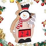 qiyifang Holz-Weihnachts-Countdown-Kalender, DIY-Weihnachts-Countdown-Kalender, Dekoration mit Zahlenblöcken – quadratischer Weihnachtskalender aus Holz, Tischdekoration für Hochzeiten, Partys