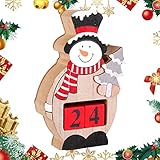 qiyifang Holz-Weihnachts-Countdown-Kalender, DIY-Weihnachts-Countdown-Kalender, Dekoration mit Zahlenblöcken – quadratischer Weihnachtskalender aus Holz, Tischdekoration für Hochzeiten, Partys