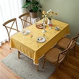 Schnittblumen-Tischdecke aus Baumwolle und Hanf, Weiße Fellknäuel-Tischdecke, Rechteckige Couchtisch-Tischdecke 100x140cm