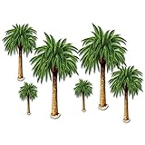 Beistle 52005 6 Stück bedruckte tropische Palmendekoration aus Kunststoff Für Luau-Themen und hawaiianische Party-Dekoration, grün/braun