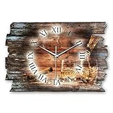 Kreative Feder Whiskey Whisky Shabby Style Designer Wanduhr Funkuhr aus Holz *Made in Germany leise ohne Ticken (leises Funkuhrwerk) Braun